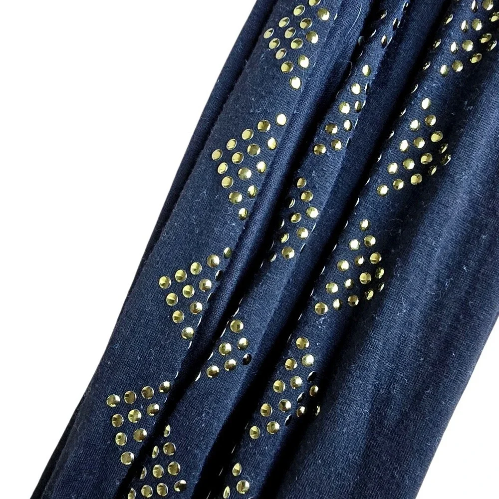 INFINITY SCARF lightweight black with gold tone embellishments‎ pyramid pattern